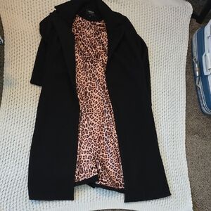 Torrid Black Trench Coat with Leopard Print Lining